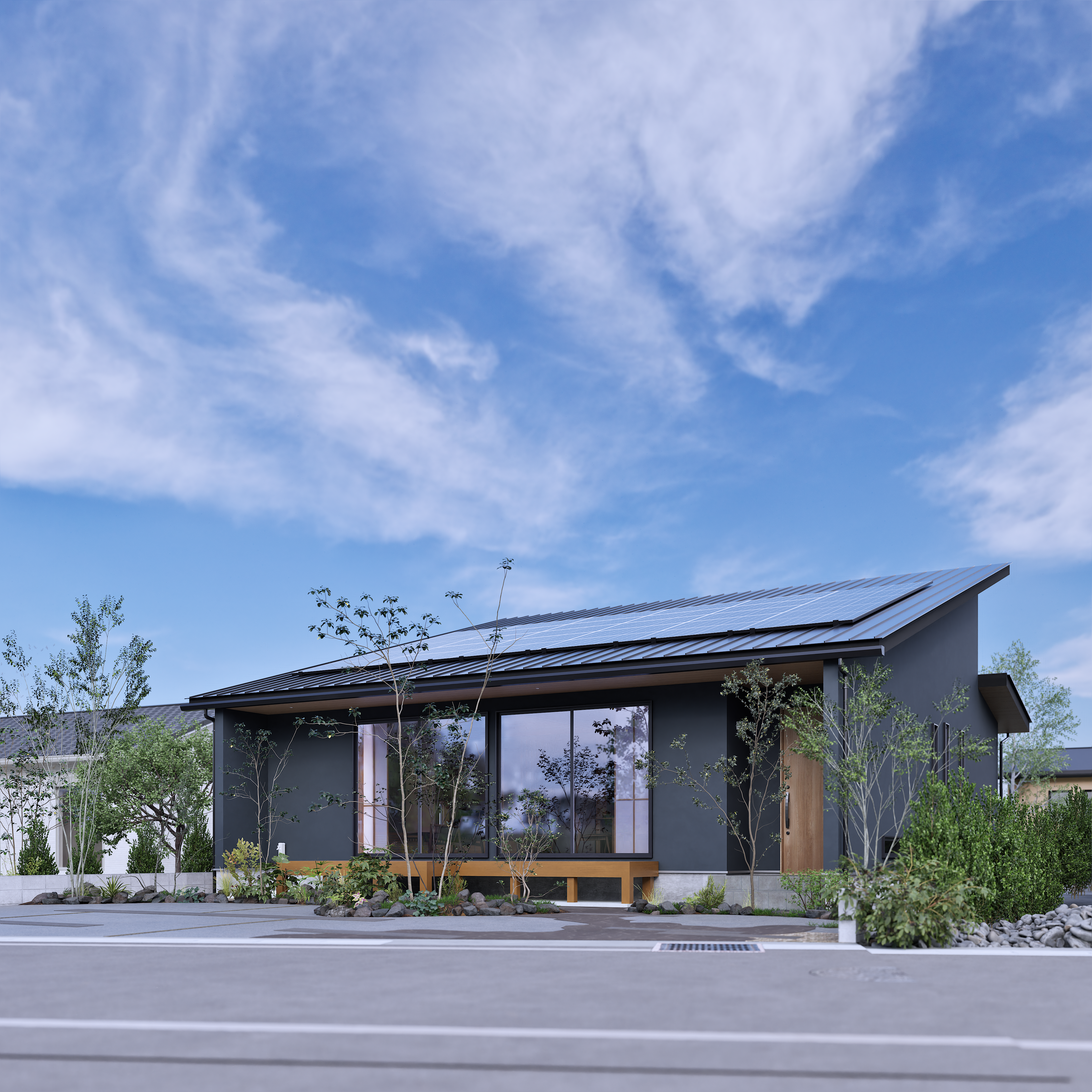 住宅外観パース・モダン建築デザイン・建物外観CG制作